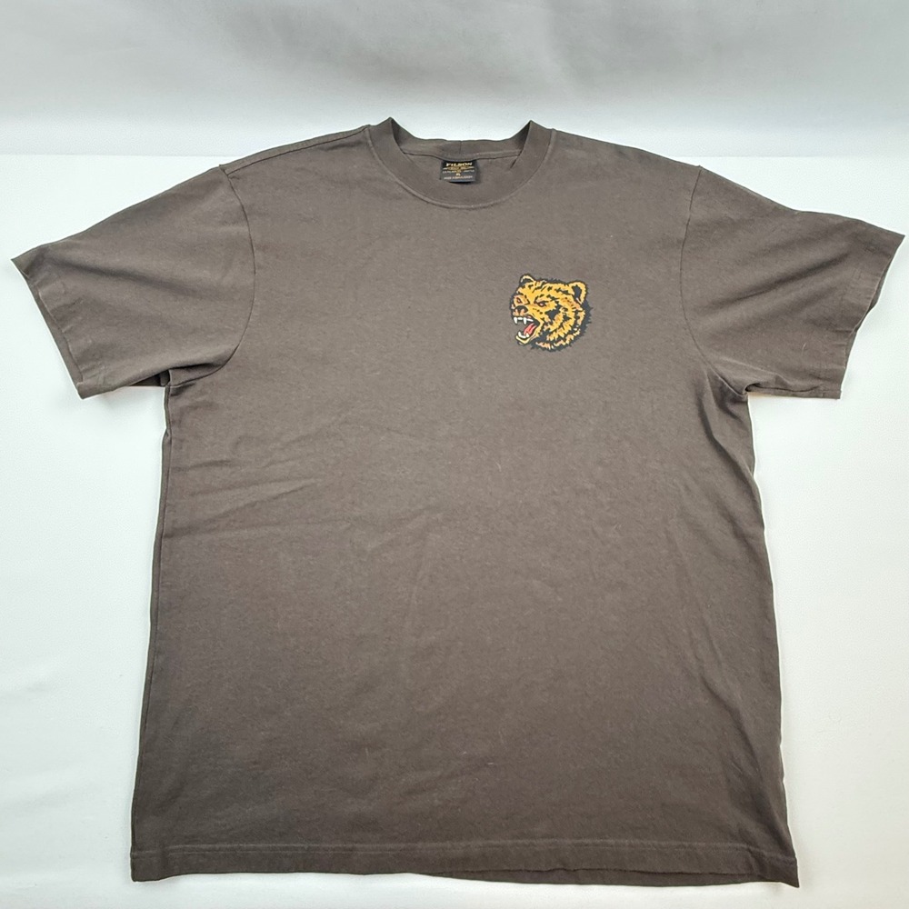 Filson Mens XL Brown Through Any Weather Bear Graphic T-Shirt Short Sleeve Tee